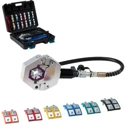 VEVOR Hydraulik Schlauchpresse Crimpzange mit 7 Crimpbacken - Praktisches 7-teiliges Crimp-Set für vielseitigen Einsatz. Hohe Presskraft von 45 kN und präziser Crimpbereich von 5/16 - 5/8 Zoll. Ideal für professionelle Anwendungen in der Kabelverarbeitung.