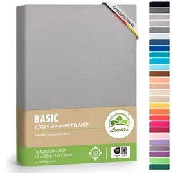 leevitex® Spannbettlaken Jersey aus 100% Baumwolle, für Kinder- & Standardmatratzen, Jersey, Gummizug: rundum, 100% Baumwolle, anschmiegsam & dehnbar, diverse Größen und Farben grau 120 cm x 200 cm