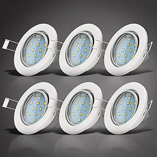 B.K.Licht 6er Set LED Einbaustrahler - Warmweiß & Schwenkbar - Einbauleuchten, schwenkbare LED Spots mit 250 Lumen und 3000 Kelvin für eine flackerfreie, warme Lichtatmosphäre in jedem Raum.