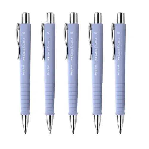 Faber-Castell 205271 - Kugelschreiber Poly Ball Pale Iris, 5 Stück, mit auswechselbarer XB Mine, dokumentenecht
