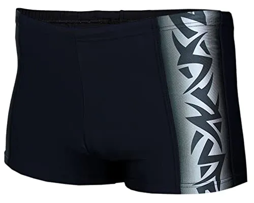 Aquarti Herren Kurze Badehose mit Streifen, Farbe: 13717A Schwarz/Graphit, Größe: 5XL