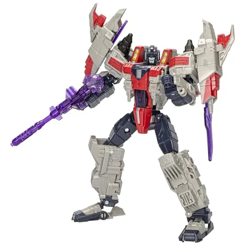 Transformers Generations Legacy United Voyager Class Actionfigur Cybertron Universe Starscream 18 cm - Spielfigur, wandelbar in 26 Schritten vom Roboter zum Jet, inklusive Battle-Ausrüstung und beweglichen Teilen für actionreiche Posen!