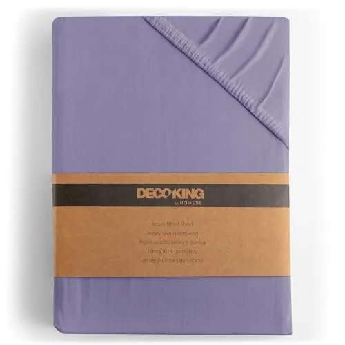 DecoKing Spannbettlaken 200x220 und 220x240 cm - Lavendel Lila - Hochwertige Jersey Spannbettlaken der Amber Collection aus 100% gekämmter Baumwolle. Hohe Farbenechtheit und Öko-Tex Standard 100 für sicheren Schlaf. Ideal für Boxspringbetten mit Matratzenhöhe bis 28 cm.