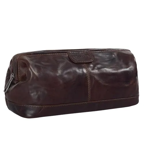 STILORD Laurin Kulturtasche - große Waschtasche Herren aus echtem Rindsleder, stilvolles Vintage Design für Reisen und optimale Pflegeorganisation