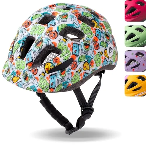Apollo Kinderhelm Monsta-Mania - Fahrradhelm für Kinder ab 3 Jahren, verstellbar mit 17 Belüftungsöffnungen für optimalen Komfort und Sicherheit. Trendige Farben und robustes Design.