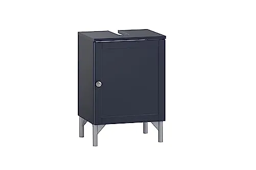 Schildmeyer Waschbeckenunterschrank Jesper - Stehend in Nachtblau - Waschbeckenunterschrank aus feuchtigkeitsbeständigem MDF, mit praktischem Siphonausschnitt und viel Stauraum für Badaccessoires. Made in Germany, ideal für Ihr Badezimmer im Landhausstil.