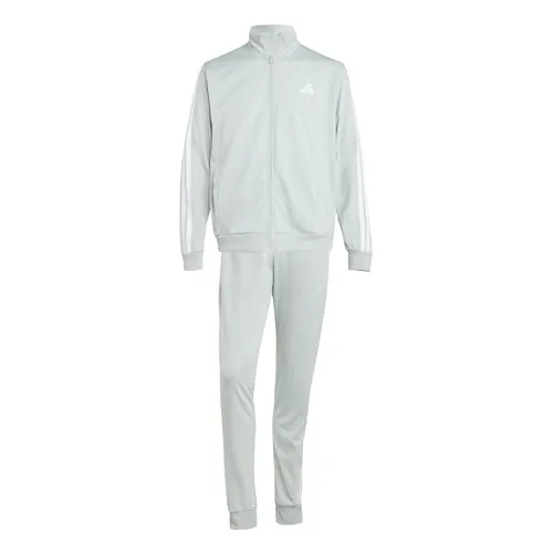 adidas Herren SPORTSWEAR BASIC 3 STRIPES TRICOT TRACKSUIT, Wonder Silver, XL Tall