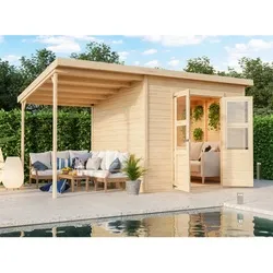 Karibu Gartenhaus Set "Merseburg 6" - Aktionsangebot inkl. 100 Euro Zubehör - Aktionsangebot inkl. Zubehör: Holz Gartenhaus 2,4 x 2,4 m, ideal zum Schutz Ihrer Gartengeräte und erweiterbar für Kaminholz oder Fahrräder.