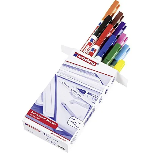 edding 400 Permanentmarker - mehrfarbig - 10 Stifte - feine Rundspitze 1 mm - wasserfest, schnell-trocknend - wischfest - für Karton, Kunststoff, Holz, Metall, Glas
