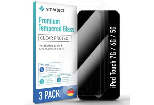 smartect Displayschutzglas Schutzglas Panzerfolie Klar für iPod Touch 7G /6G /5G, Set, 3 Stück, Schutzfolie Glasschutz Bildschirm