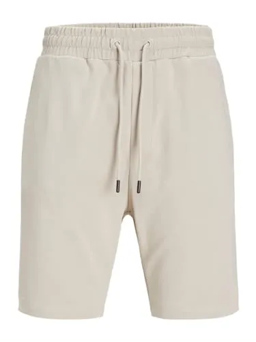 JACK & JONES Herren Bermuda Sweat Shorts Kurze Komfort Fit Hose Knielang mit Seitentaschen, Farben:Sand, Größe:M