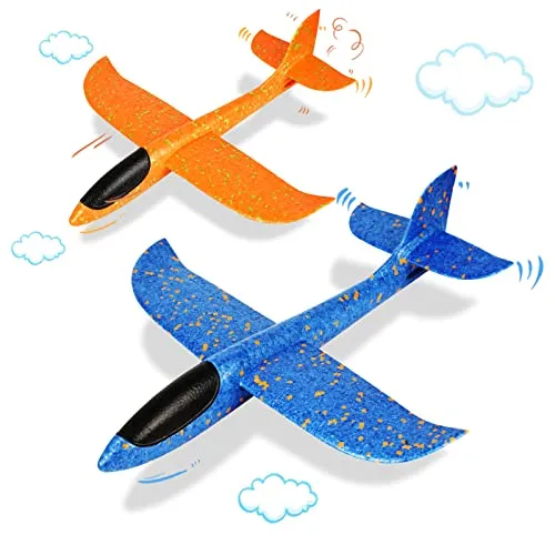 VCOSTORE Styroporflieger 2er Set – Robustes Spielzeug Flugzeug für Kinder - Hochwertiges 44 cm Styroporflugzeug für Kinder, leicht und sicher. Mit zwei Flugmodi für aufregenden Spaß im Freien – ideal für gemeinsame Spielzeiten im Garten.