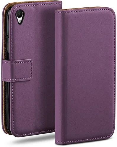 moex Handyhülle für Sony Xperia Z3 Hülle Klappbar Book Case Lila 5,2 Zoll, Klapphülle Kartenfach Flip Cover Handytasche Leder Optik Schutzhülle