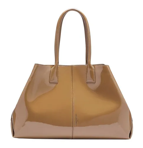 Liebeskind Berlin Chelsea, Large - Elegante Damen-Henkeltasche in Sepia - Damen-Henkeltaschen aus glänzendem, festem Lackleder mit wandelbarer Taschenform und praktischem Hauptfach mit Druckknopfverschluss.