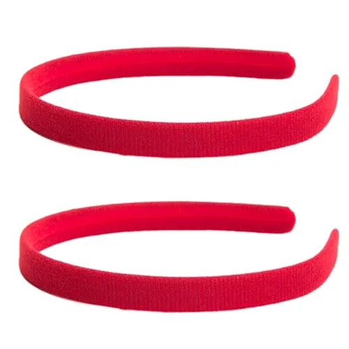 Rote Haarbänder, 2 Stück, modische Haaraccessoires für Mädchen, Samt-Stirnbänder für Red Nose Day