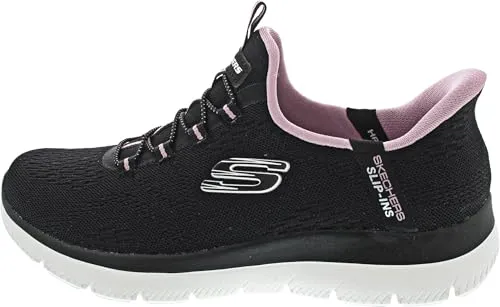 SKECHERS "SUMMITS" Slip-On Sneaker für Damen, Gr. 40 - Sportlicher Slip-On Sneaker von Skechers, schwarz-mauve mit kontrastfarbenen Details, ausgestattet mit Skechers Air-Cooled Memory Foam für optimalen Tragekomfort.