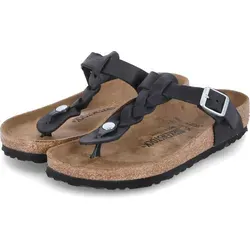 Birkenstock Gizeh Braided LEOI 1021349 - Trendige Zehenstegsandale in Schwarz (39) - Sandalen mit geflochtenem Steg und anatomisch geformtem Kork-Latex-Fußbett für besten Tragekomfort und Unterstützung, ideal für Alltag und Freizeit.