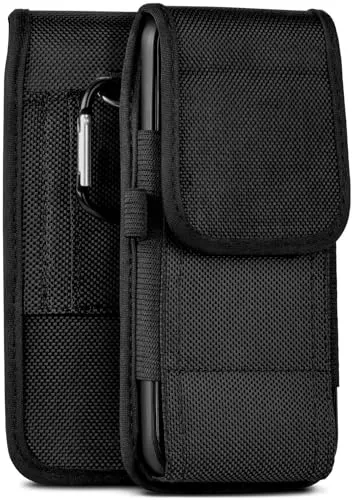 moex Agility Case für Telekom T Phone 2 Hülle mit Gürtelschlaufe, Handy Gürteltasche Outdoor Handyhülle, Nylon Gürtel Handytasche, robuste Schutzhülle mit Karabiner, Schwarz