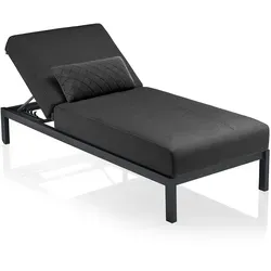 KETTLER Pure Sonnenliege, anthrazit/sooty - Komfortable Gartenliege mit Kissen - Gartenliegen mit wetterfestem Sunbrella®-Stoff, ergonomischem Design und verstellbarer Rückenlehne für höchsten Liegekomfort im Freien.