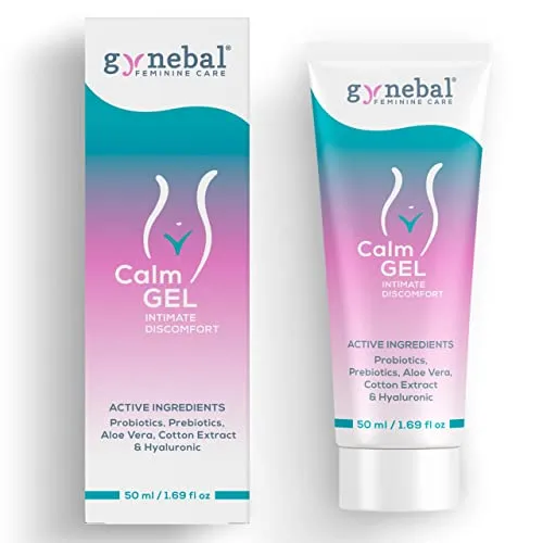 GYNEBAL CALM Intim-Gel mit PRÄBIOTIKA – Hydratisierendes Gel gegen Vaginale Trockenheit, Juckreiz, Beschwerden und zur Unterstützung der Scheidenflora – Zur Äußeren Anwendung für Frauen (50 ml)