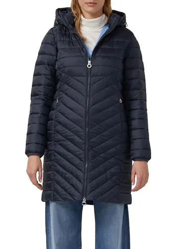 S.OLIVER Steppmantel für Damen, Slim Fit, Navy - Funktionsjacke mit abnehmbarer Kapuze und 2-Wege-Reißverschluss, ideal für kühle Tage und lässige Looks.
