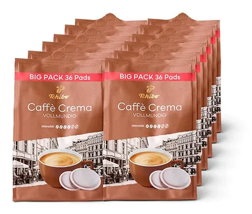 Tchibo Caffè Crema Vollmundig - 12x 36 Pads - Vollmundig-aromatischer Kaffee mit samtiger Crema, perfekt für alle Pad-Maschinen und aus industriell kompostierbarem Material.