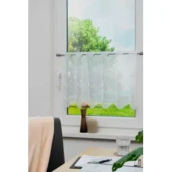 Panneaux STICKEREIEN PLAUEN "Monika" Gr. 3, weiß (128x35 cm) - Gardinen aus pflegeleichtem Voile mit edler Plauener Stickerei, halbtransparent für sanften Lichteinfall und stilvolle Fensterdekoration.