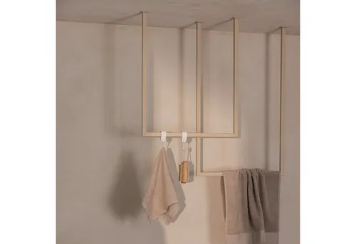 Metallbude Handtuchhalter TENSI - 2er Set Cashew - Handtuchständer mit Deckenmontage, pulverbeschichtet, kratzfest und bis 30 kg belastbar – für ein modernes Badezimmer-Design und immer griffbereite Handtücher.