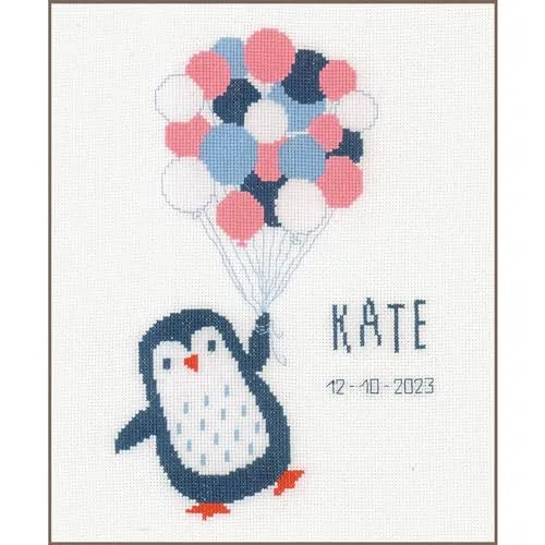 Vervaco Gezählter Kreuzstich Stickset "Hallo Pinguin" - Kreuzstich-Set für kreative Wanddekoration, inklusive hochwertiger Materialien und einfacher Anleitung für Anfänger und Profis – ideal als Geburtstags- oder Weihnachtsgeschenk!