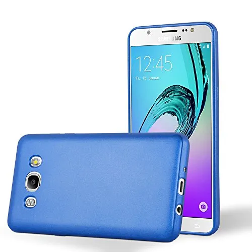 Cadorabo Hülle kompatibel mit Samsung Galaxy J7 2016 Schutzhülle TPU Silikon Case Metallic Design Slim Kratzfest Weiche Gummi mit Rundumschutz Case Hülle für Galaxy J7 2016 in Blau