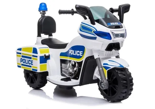 BoGi Elektro-Kindermotorrad Kinder Elektro-Motorrad Polizei TR1912, 6V, Sound & Licht, Weiß, Fahrspaß für Kinder mit Stil - Polizei-Motorrad