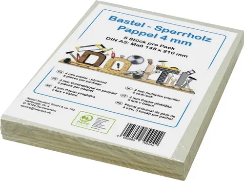 Bastelsperrholz Pappel DIN A5 21 x 14,8 cm, 4 mm  Sperrholzplatte