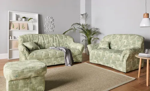 DOMO collection Polstergarnitur Bahia belastbar bis 140kg/ Sitz, mit Federkern, (Set), Microfaser MELROSE®, mocca