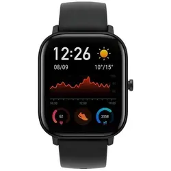 Amazfit GTS Smartwatch - Schwarz, 5 ATM wasserdicht - Smartwatch mit GPS, Herzfrequenzmessung und 12 Sportmodi. Genießen Sie bis zu 14 Tage Akkulaufzeit und ein brillantes AMOLED-Display für ein außergewöhnliches Seherlebnis.