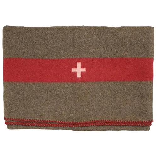 Schweiz Armee Wolldecke 150 x 200 cm - Bettdecke aus hochwertiger Wolle, ideal für Camping und Outdoor-Aktivitäten, 4-Jahreszeiten geeignet und besonders warm.