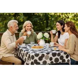 texpot Tischdecke Wachstuch graue Kreise abwischbar Wachstuchtischdecke (1-tlg) bunt Rund | 160 cm x 160 cm