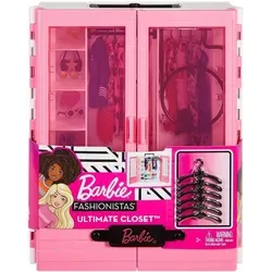 Barbie GBK11 - Traum Kleiderschrank für kreative Modespielfreunde - Bekleidungs- & Zubehör-Sets für Puppen, tragbares Design mit durchsichtigen Türen und ausklappbarer Kleiderstange für grenzenlosen Stylingspaß!
