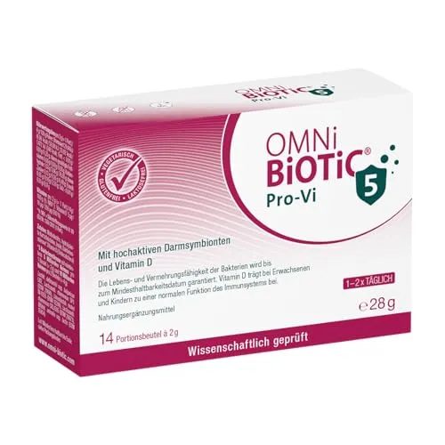 OMNi BiOTiC Pro-Vi 5 | 5 Bakterien-Profis + Vitamin D für Ihr Immunsystem - Hochdosiertes Pulver mit 5 ausgewählten Bakterien und Vitamin D. Ideal für die tägliche Anwendung zur Unterstützung des Immunsystems. Vegan, glutenfrei und laktosefrei, perfekt für die ganze Familie.