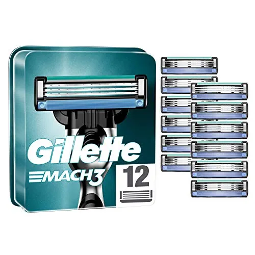 Gillette Mach3 Rasierklingen Herren - 12er Nachfüllpack - Nassrasierer mit 3 starken Klingen für eine glatte Rasur, hergestellt aus präzisionsgeschnittenem Stahl. Ideal für bis zu 12 Monate Rasur pro Packung.