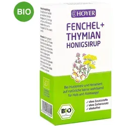 Hoyer Fenchel+Thymian Honigsirup - Ökologischer Honigsirup mit 50% Blütenhonig, kombiniert mit Fenchel- und Thymianöl für eine wohltuende Wirkung. Ideal zur Unterstützung des Immunsystems.