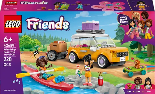LEGO Abenteuertrip mit Freunden - 42659 - Spielzeug für kreative Abenteuer mit Liann, Aliya und ihrem Welpen Aira. Enthält Kajak, Skateboard und Snacks für unvergessliche Ausflüge.