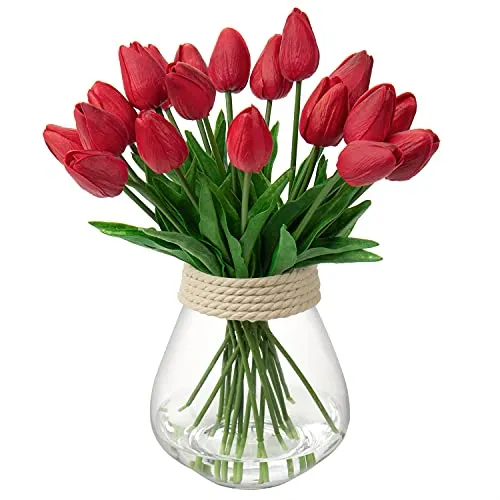 Stück Künstliche Blumen Unechte Blumen Tulpe Gefälschte Blume Tulpe Blumenstrauß Latex Blumen Seide Tulpe Real-Touch für Home Party Hochzeitsstrauß Garten Dekoration 20