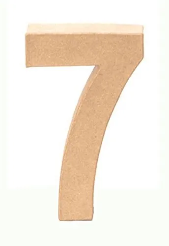 GLOREX 6 2029 137 - Papp - Zahl 7, aus brauner Pappe, ca. 17,5 X 5,5 cm groß, zum bemalen und bekleben, für Serviettentechnik und Décopatch, ideal als Dekoration, Natur