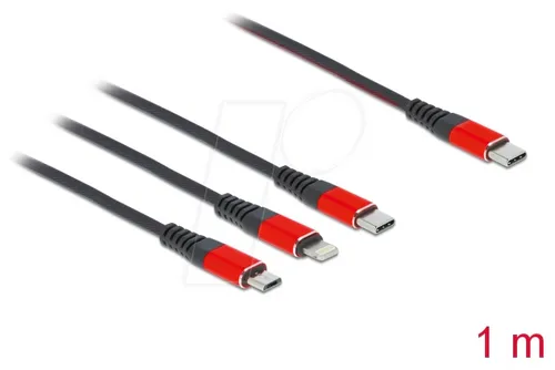 DELOCK 86711 - Ladekabel, 3in1, C zu Lightning, C, Micro, 1 m