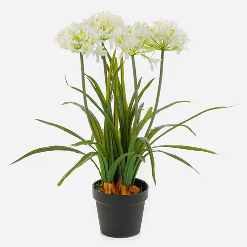 artplants Kunstblume Agapanthus LESEDA im Dekotopf, weiß, 65cm