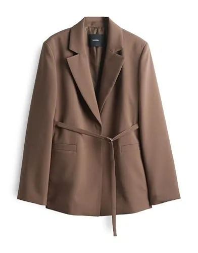 someday Damen Blazer | Longblazer NADELINE Regular mit Gürteldetail Soft Mocha, 38
