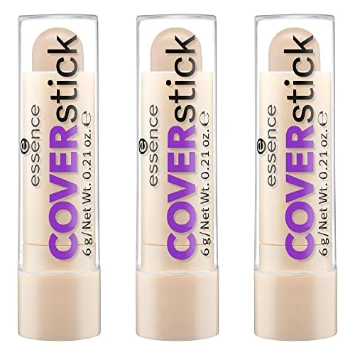 essence COVERstick, Concealer, Abdeckstift, Nr. 20 Matt Sand, nude, für Mischhaut, für unreine Haut, farbkorrigierend, mattierend, matt, vegan, ölfrei, ohne Parfüm, 3er Pack (3 x 6g)