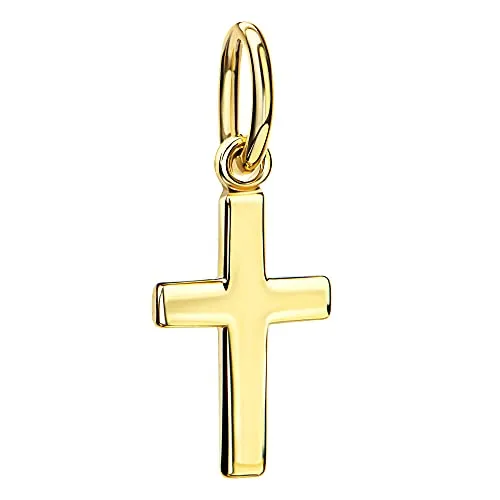 JEVELION Tauf-Kreuz 333 Gold Kreuz-Anhänger - Eleganter Kreuz-Anhänger aus 333 Gold (8 Karat), ideal als Geschenk zur Taufe, Kommunion oder Konfirmation. Hochglanz-poliert und in Juweliers-Qualität gefertigt, perfekt für Damen, Herren und Kinder.