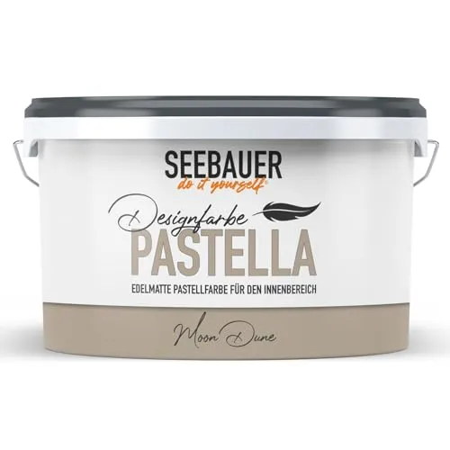 SEEBAUER diy Pastellfarbe PASTELLA Beige 2,5L (Moon Dune) Edelmatte Wandfarbe Beige - Innenfarbe sehr hohe Deckkraft - Matt, Abwaschbar und Tropffrei