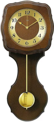 AMS 5162/1 Funk Wanduhr mit Pendel - Elegante Wanduhr aus nussbaumfarbenem Holz mit 4/4 Westminster-Bim-Bam-Schlag und automatischer Nachtabschaltung, ideal für stilvolle Wohnräume.